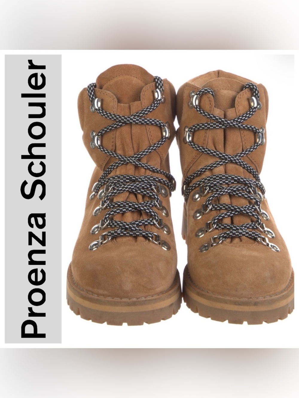 Proenza Schouler Brown Suede Lace-Up Hiking Boots